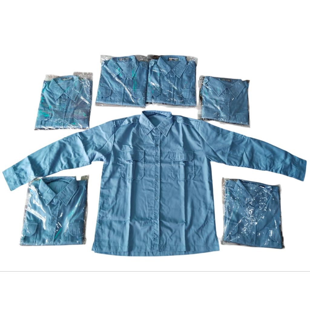 kemeja pdh kemeja tactical lengan panjang Biru Muda