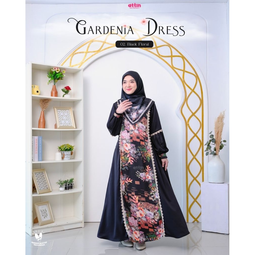 Gardenia Dress Gamis Motif Flora Bunga by Attin
