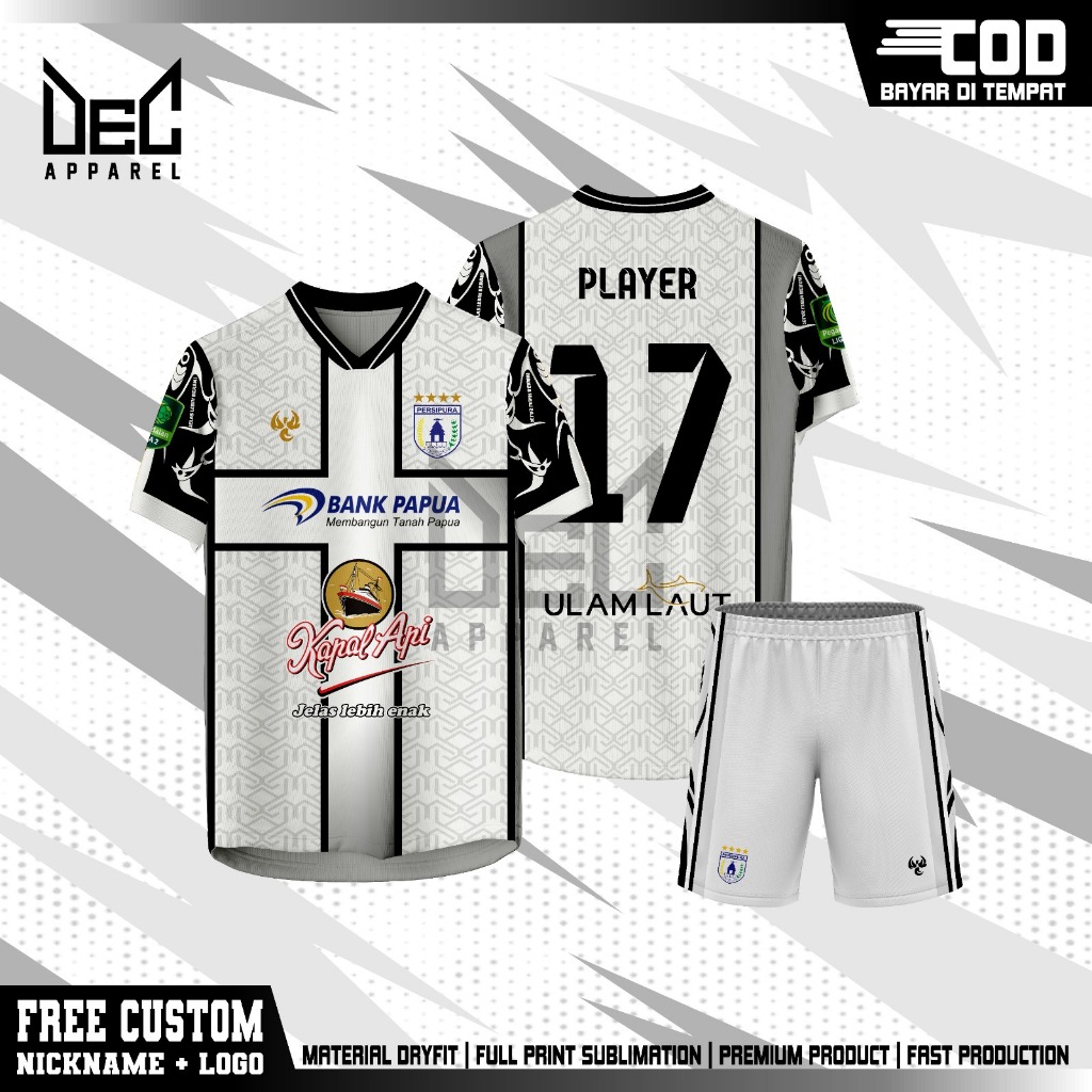 Jersey Persipura Jayapura Away Liga 2 2025-2026  Full Printing Gratis Pasang Nama Dan No Punggung