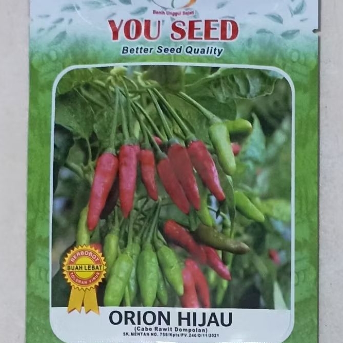 ORION HIJAU 10 GRAM YOU SEED Benih Bibit Cabe Rawit Hijau Dompolan Tahan Virus