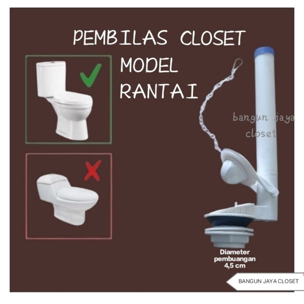 Pembilas Closet single flush Pembilas Closet duduk model Toto engkol samping Pembilas closet tombol 