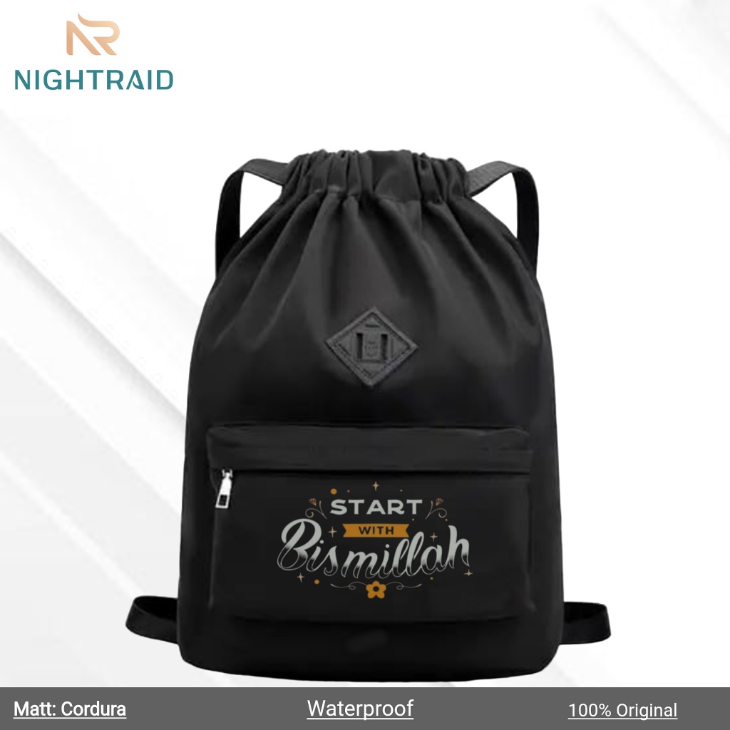 NIGHTRAID - Tas Serut Multifungsi Ransel Umroh Haji Font Bismillah