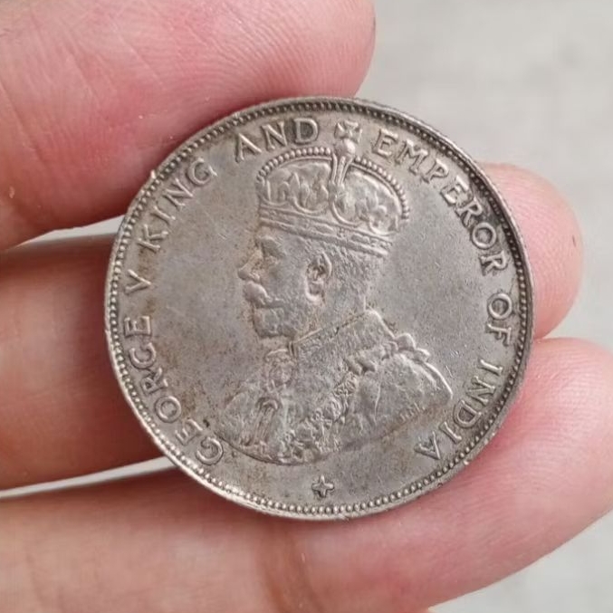 koin perak 50 Cents King George V Straits Settlements thn 1920