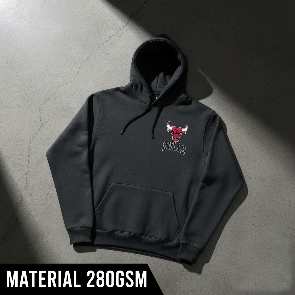 Jaket Hoodie Chicago Bulls Sablon Premium Tebal 280GSM Sweater Jumper NBA