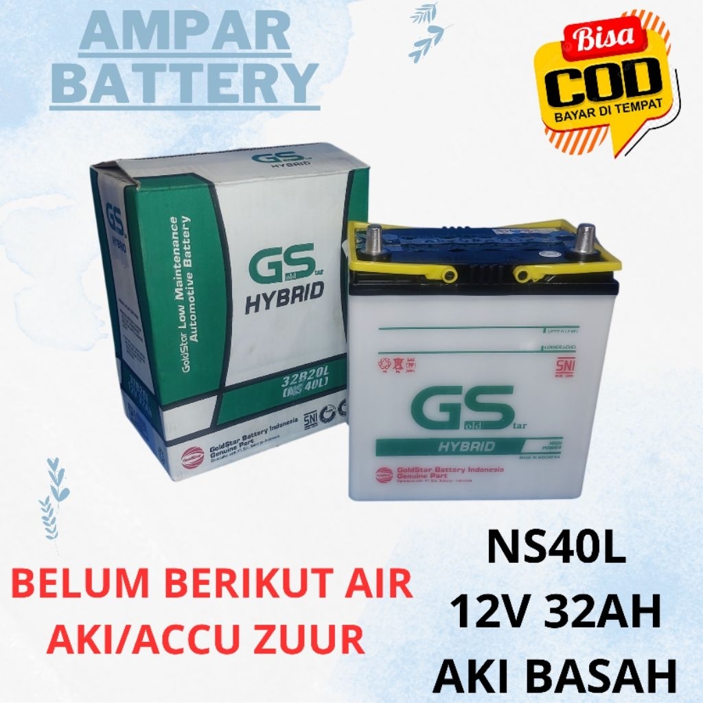 Aki Mobil Brio Agya Ayla Sigra Calya 12v 32ah GS GOL STAR NS40L Aki Basah