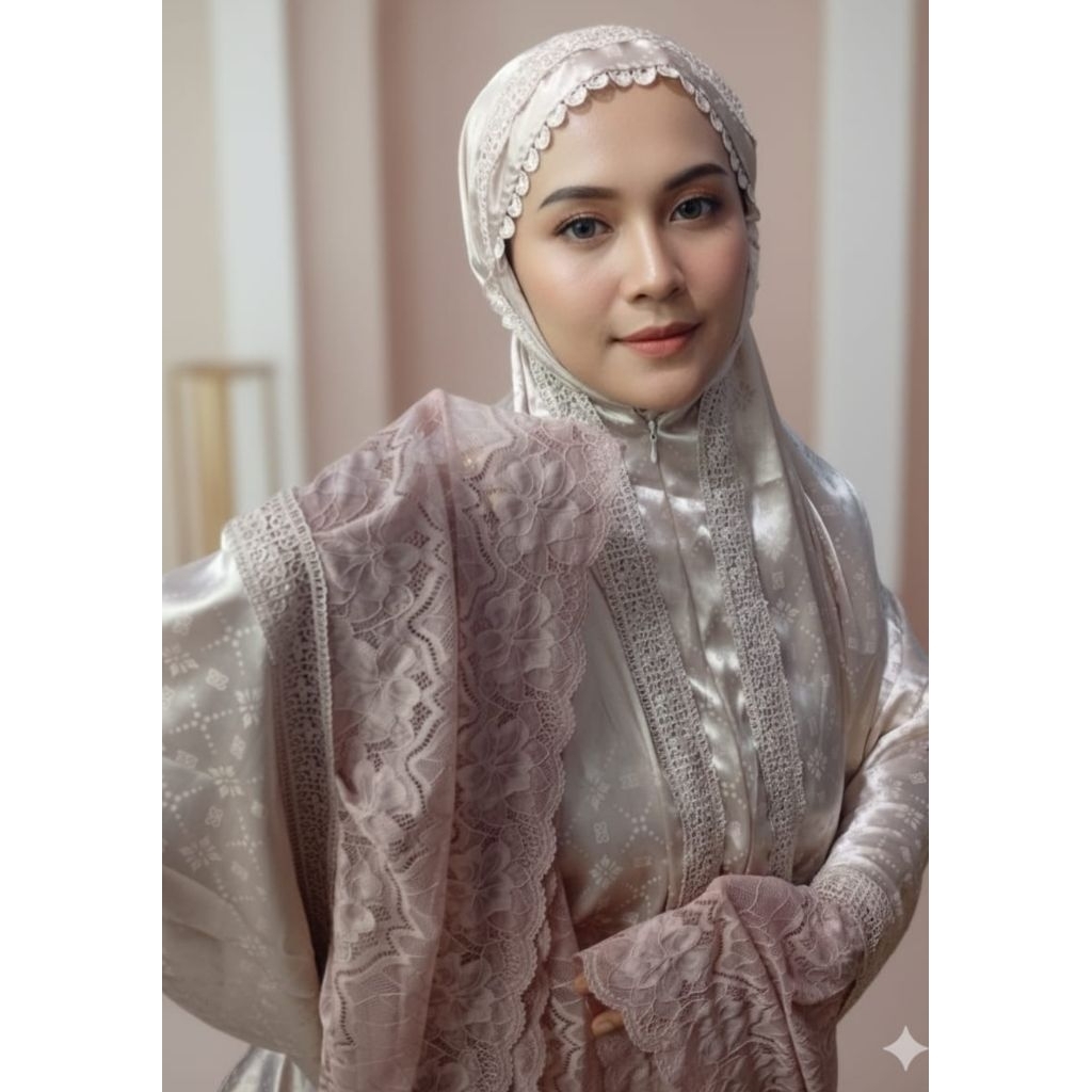 Mukena Armani Jaguar kotak| Renda Mewah jumbo 2in1