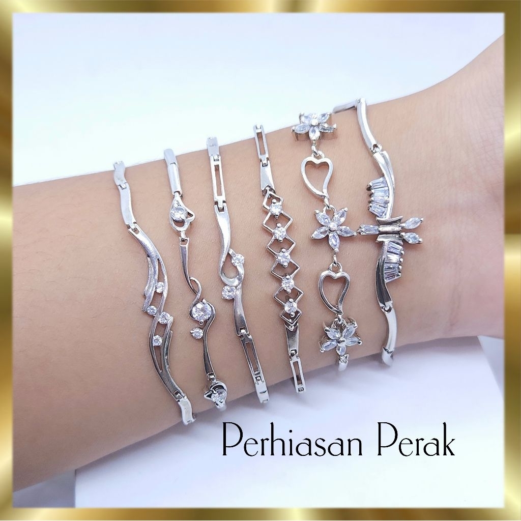GEALANG TANGAN WANITA VARIASI, GELANG PERAK ASLI 925 ASLI LAPIS MAS