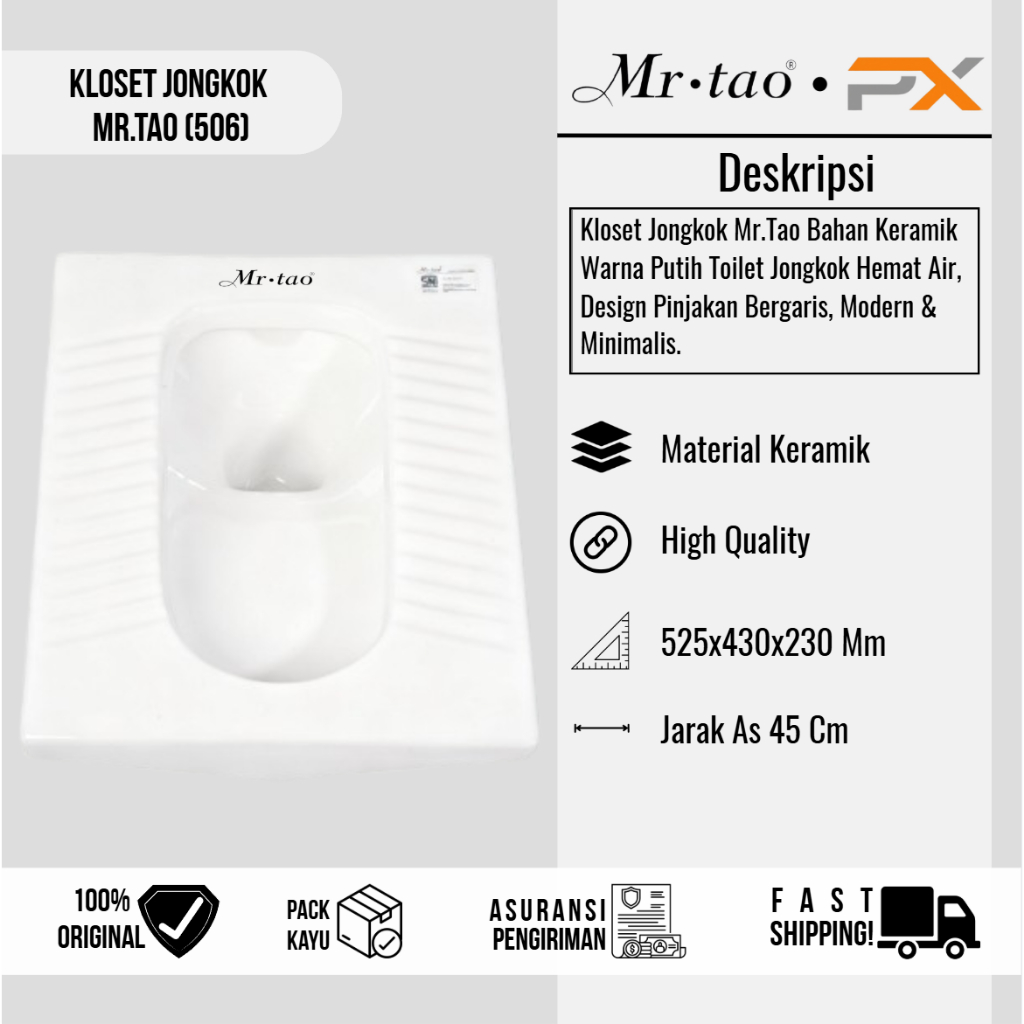 Kloset Jongkok bahan keramik Mr.tao 506 / closet wc jongkok mr.tao free packing kayu