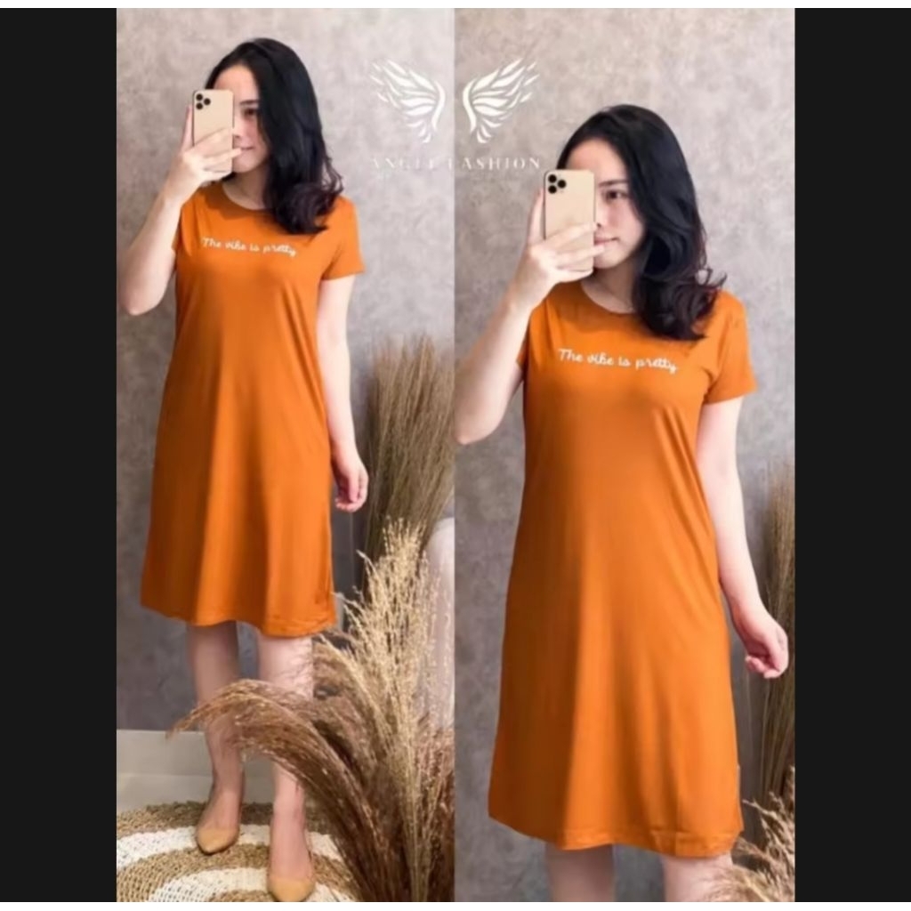 Dress Kaos Polos Lengan Pendek