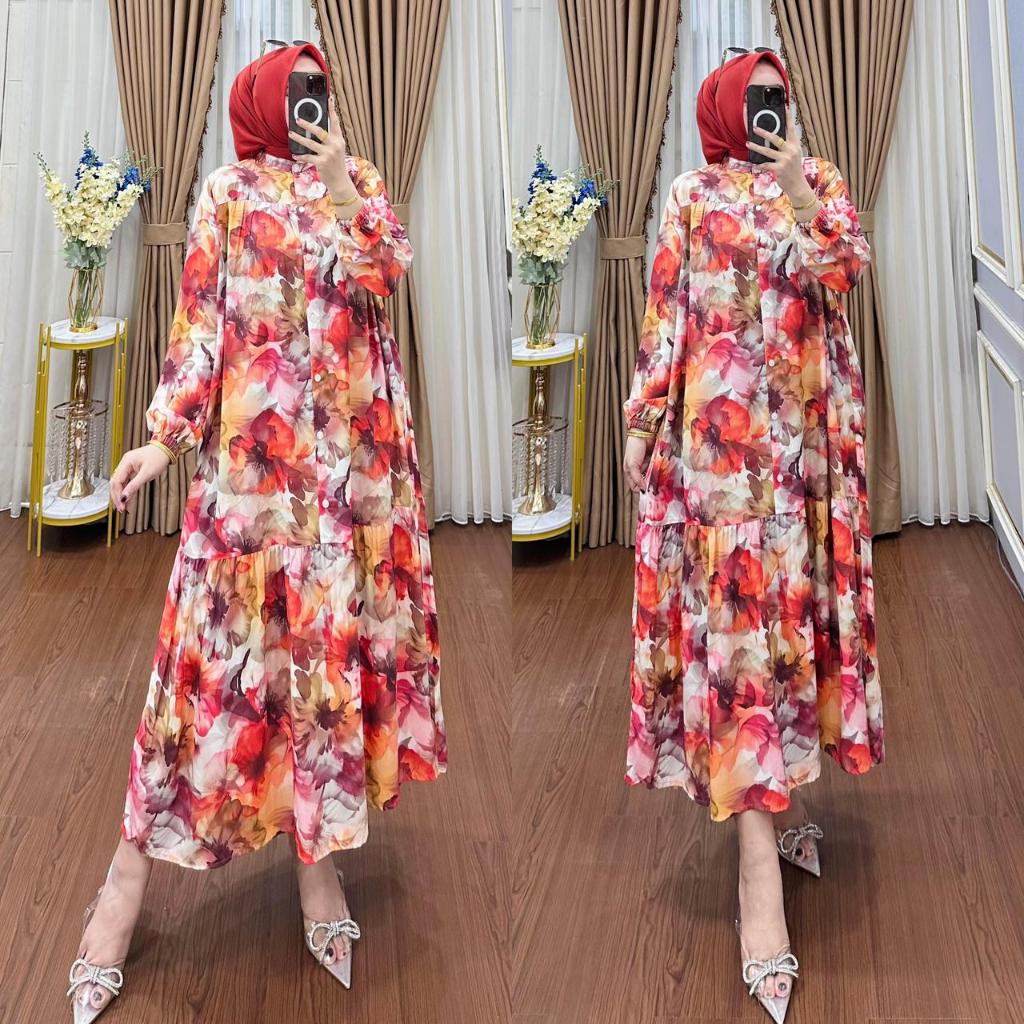 QF. GAMIS RAYON 943 MOTIF BUNGA / GAMIS / GAMIS TERBARU / GAMIS CANTIK