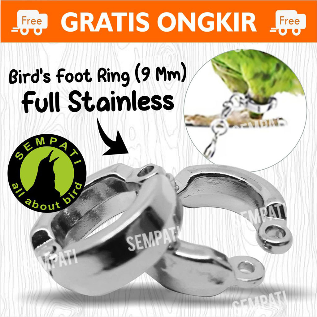 SEMPATI RING BORGOL RING KAKI BURUNG 9 MM 9MM GELANG CINCIN STAINLESS STEEL MERPATI AYAM SERAMA BETI