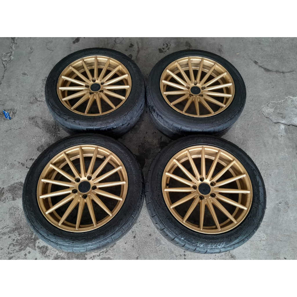 Velg Mobil (second/bekas) VOSSEN RING 18 Lebar 8/9 PCD 5x114,3 gold plus BAN 235 50 R18 DUNLOP