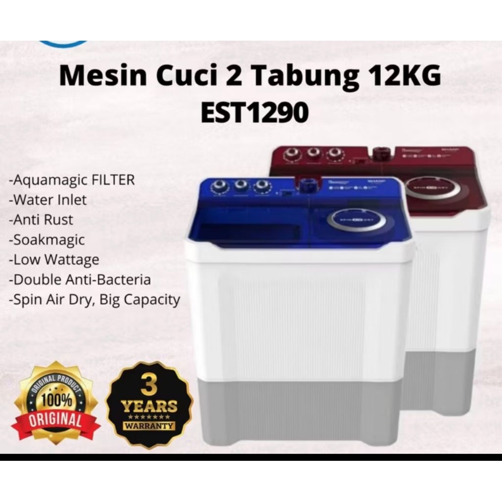 mesin cuci Sharp ES-T1290 mesin cuci Sharp 12 kg jumbo