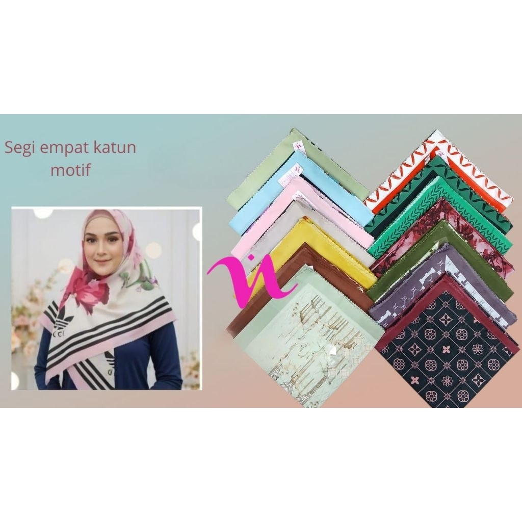 Hijab segi4 katun motif (sale) 3pcs only