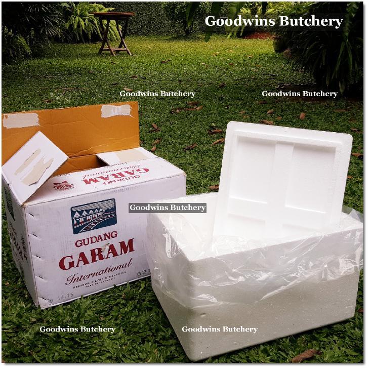 Packaging STYROFOAM CARTON BOX SET 68L +/- 53x38x34cm 1.6kg | styrofoam LARGE + kardus dus bekas Gud