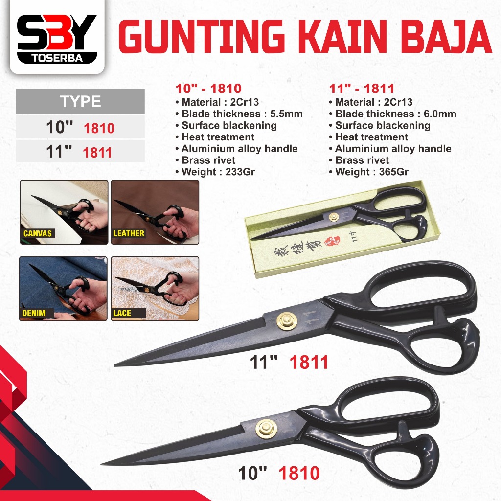 Gunting Kain Baja Merk ALDO 10" & 11" / Gunting Potong Bahan Kain Konveksi Garment Perlengkapan Jahi
