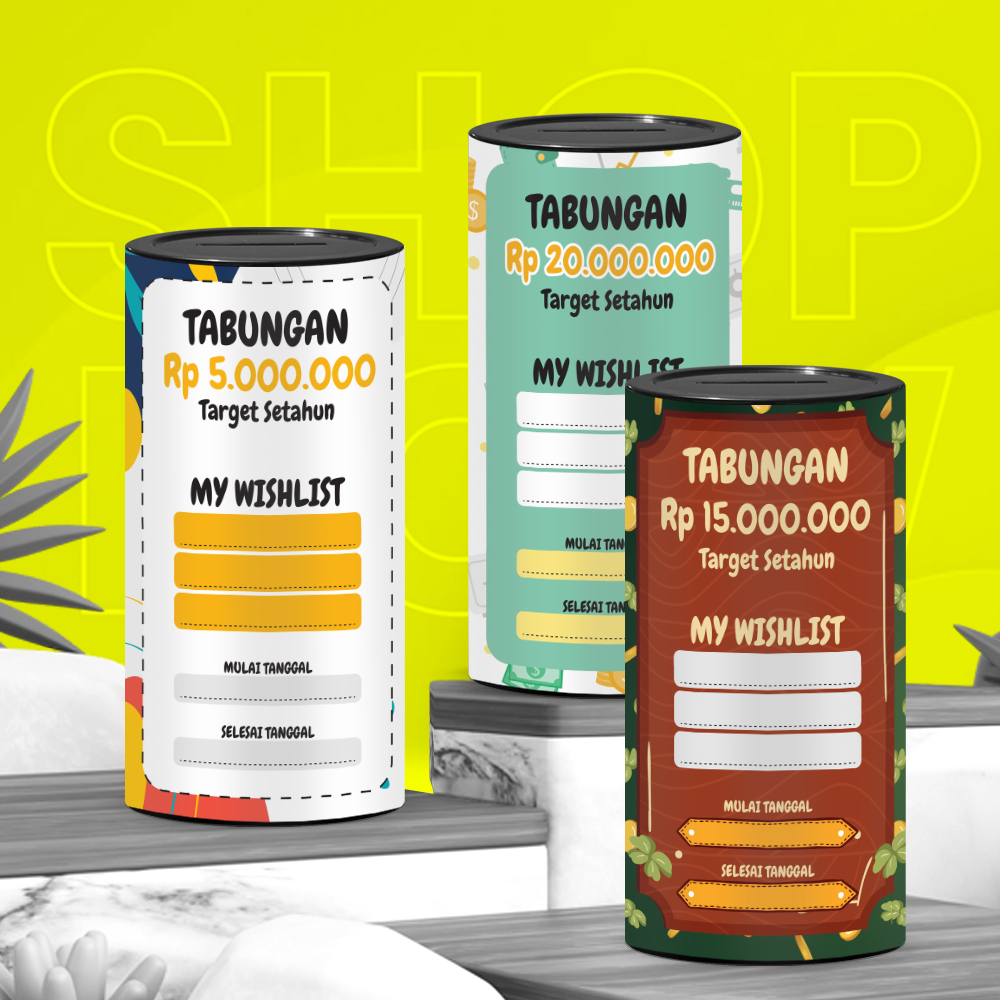 Celengan Target 5 Juta Sampai 25 Juta Plastik Permanen Buka Tutup Celengan target setahun