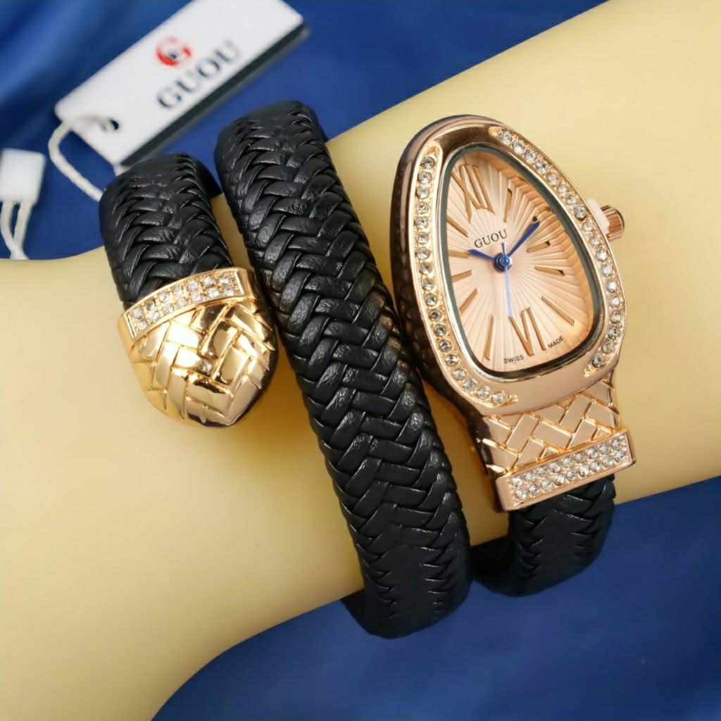 JAM TANGAN WANITA GUOU MODEL ULAR SUPER ELEGAN WARNA PILIHAN