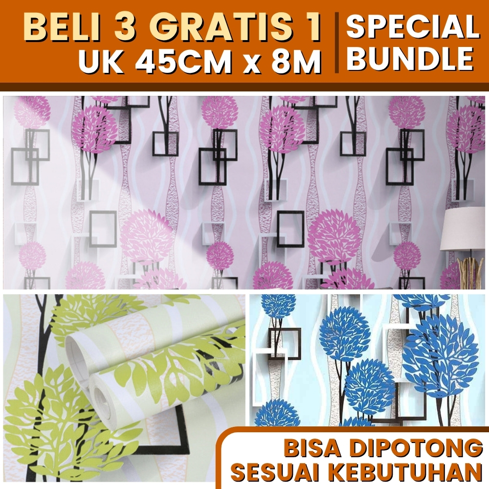 Walpaper Wallpaper Sticker Meja Dinding Walpeper Kamar Tidur Ruang Tamu 3D Dandelion SPECIAL BUNDLE