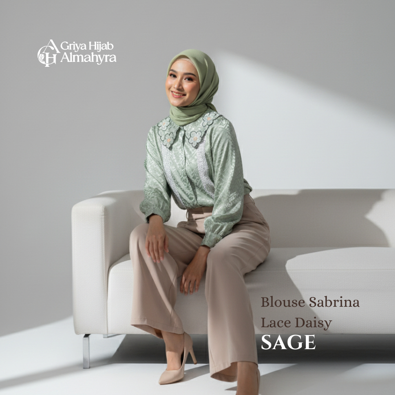Sabrina Lace Daisy Blouse | Atasan Wanita Premium Armani Silk | Kemeja Wanita