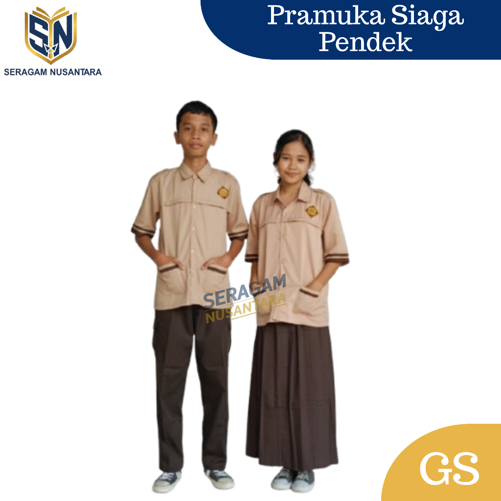 Seragam Nusantara – Baju Pramuka Siaga Lengan Pendek GS/OXFORD Seragam Sekolah SD Coklat