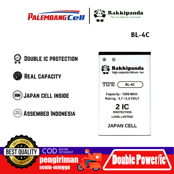 Baterai RakkiPanda BL-4C Nokia 1202 2650 5100 6100 6300 7200 7270 | Double Power Real Capacity | Bat