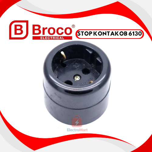 BROCO OB STOP KONTAK ARDE HITAM 6130 SOCKET OUTBOW TEMPEL BULAT - Stop Kontak Outbow OB Broco - Broc