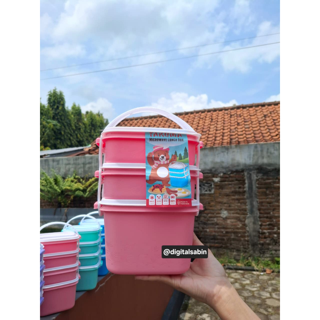 Rantang Plastik Susun / Rantang Plastik Pastel  / Rantang Segi Cantik / Rantang Takuma SSN 3