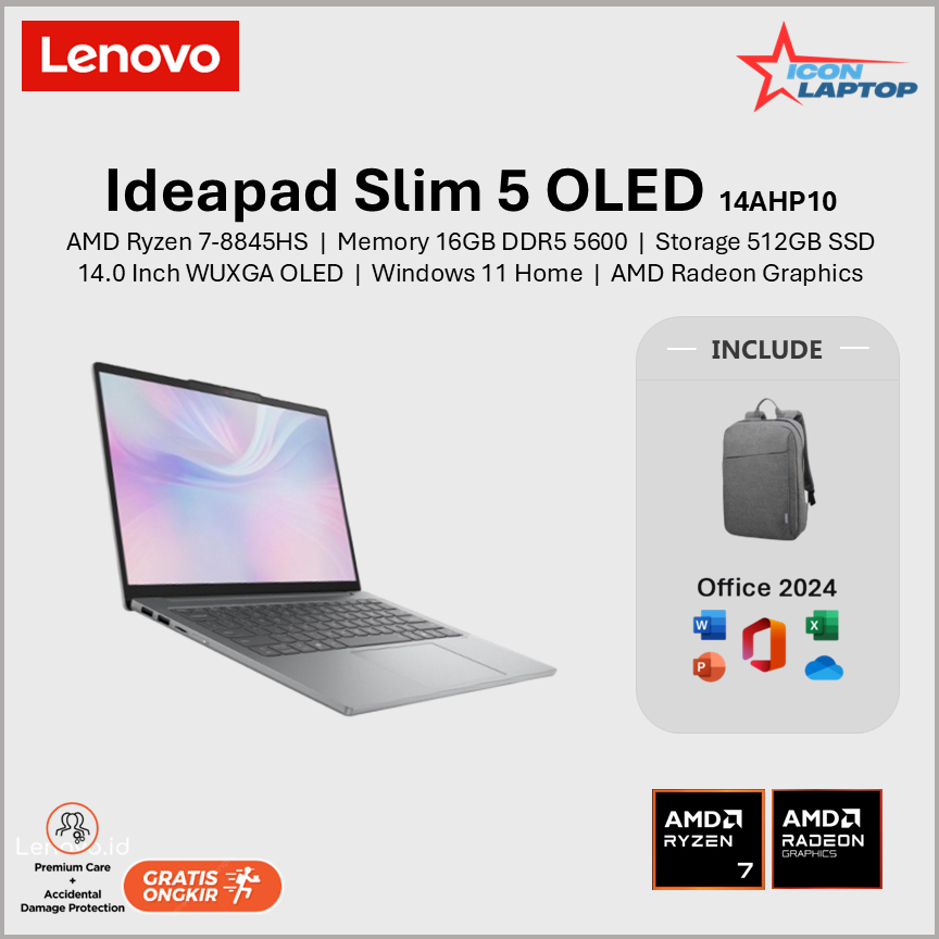 Lenovo Ideapad Slim 5 OLED 14AHP10 Ryzen 7-8845HS 16GB 512GB SSD 14.0" WUXGA OLED WIN 11