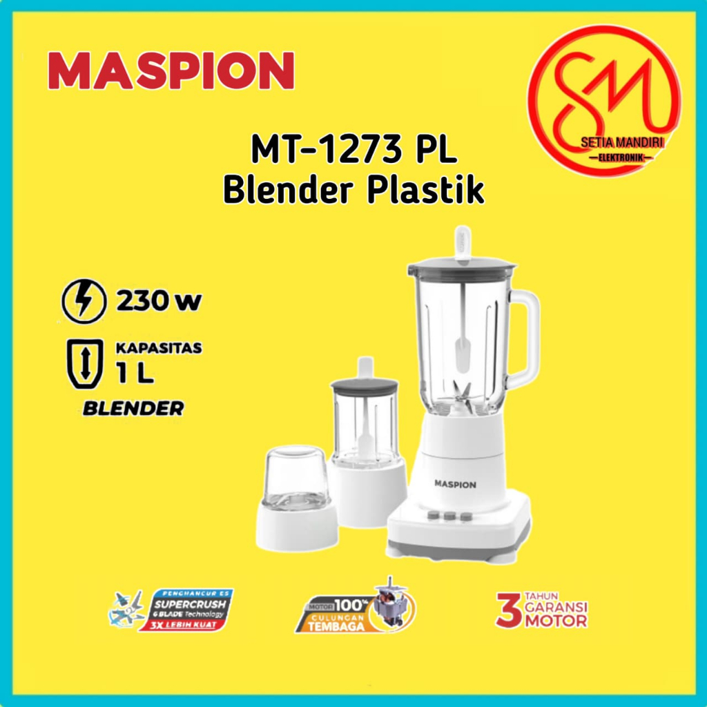Maspion Pelumat Blender with Wet Miller and Dry Miller 1 Liter MT-1263 PL / MT-1273 PL - RANDOM