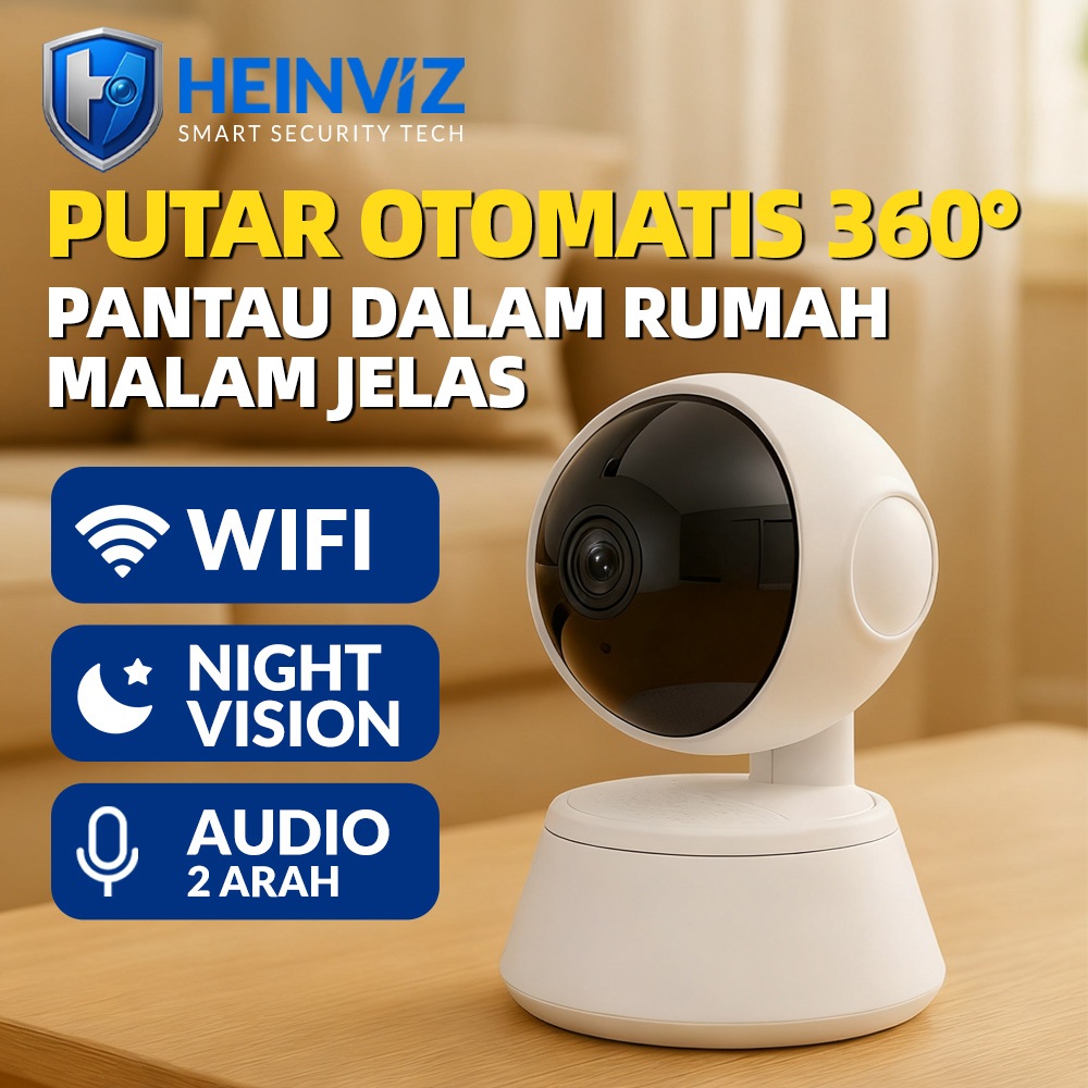 Kamera CCTV WiFi 360 Derajat HD Pantau Dalam Rumah 24 Jam Malam Jelas Audio Dua Arah Mudah Dipasang