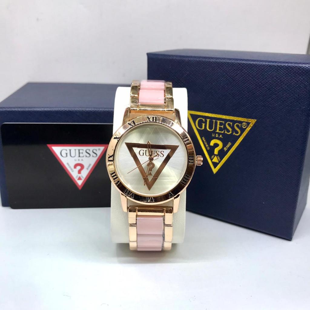 BISA COD Jam Tangan Wanita Guess DM Besar 4CM Tali Mesin Quartz Rantai Jam Tangan Fashion Cewek
