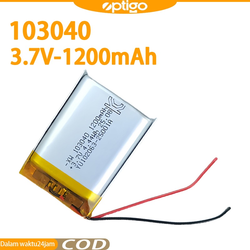 3.7V Baterai lithium polimer 1200mah 103040  Protection Baterai Charge Mp3 Mp4