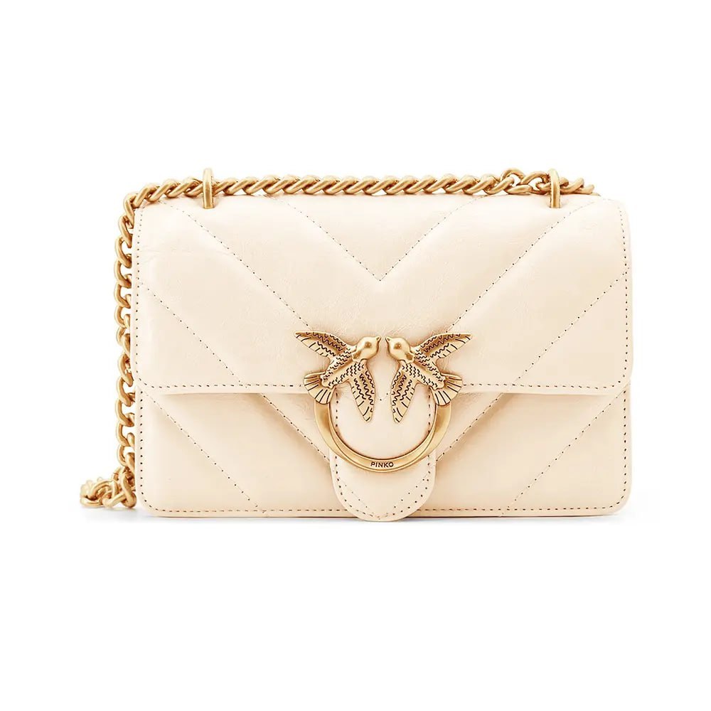 Love One Mini Chevron Quilted Crackle Leather Crossbody Bag