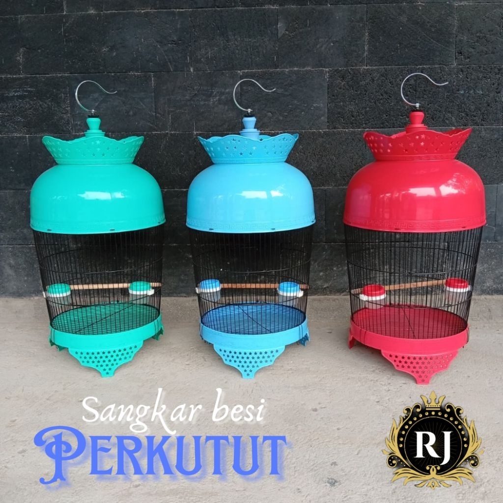 Sangkar perkutut besi kubah mahkota plastik