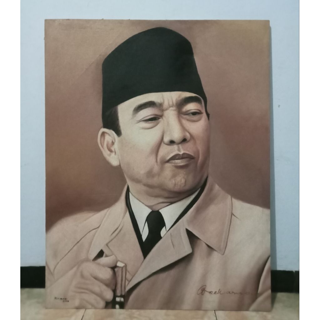 LUKISAN ASLI BUNG KARNO / Soekarno/ PAINTING/ LUKISAN KANVAS