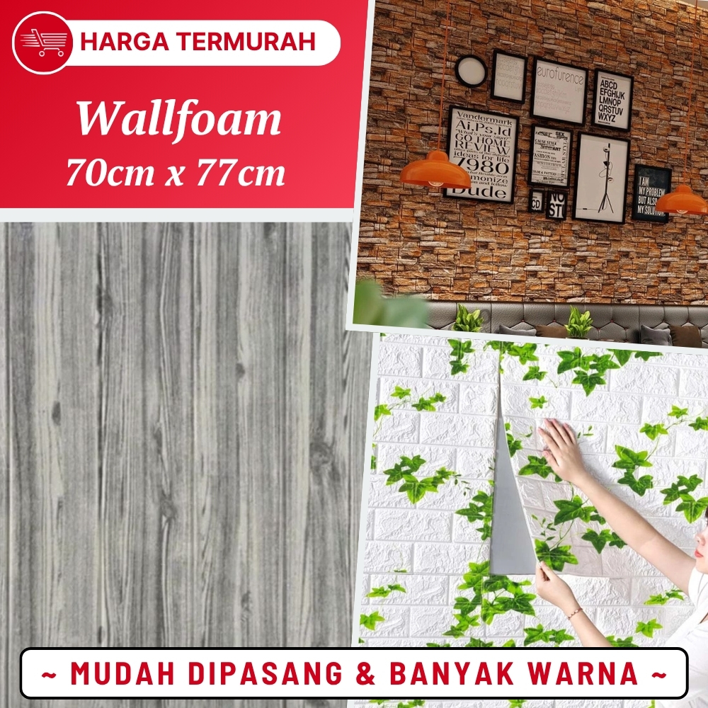 Wallfoam Wall Foam Stiker Bata Acak Stiker Dinding Bata Daun Wallpaper Foam Kayu Wallpaper 3d