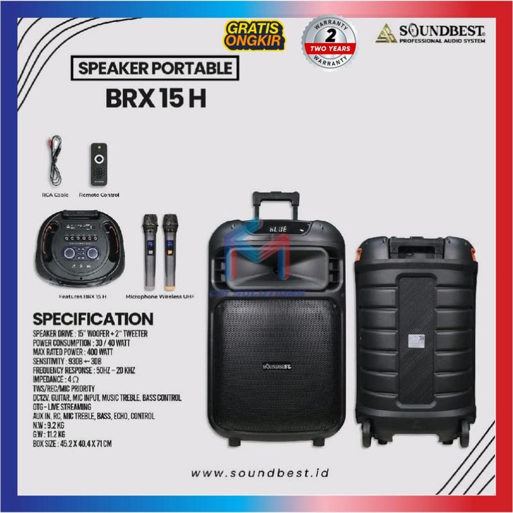 Speaker Portable Wireless Soundbest BRX 15 H BRX15 H Original 15 inch Bluetooth GARANSI RESMI