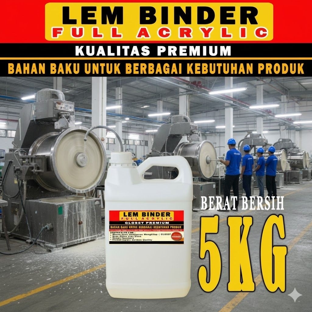 LEM BINDER FULL ACRYLIC GLOSSY PREMIUM, 5KG DAN 1 KG| BINDER ACRYLIC | bahan dasar pembuatan Cat dan