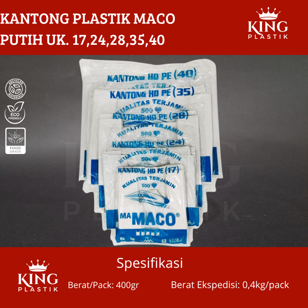 Kantong Plastik Kresek Putih Susu Tebal Ukuran 17 24 28 35 40 / MACO Kantong HD PE Kresek Putih Susu