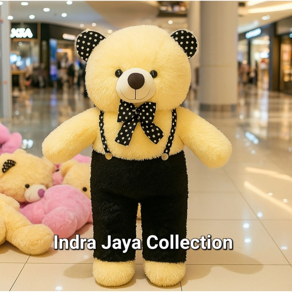 Boneka Teddy Bear JOJON Beruang Overall Jumbo T90CM Hitam