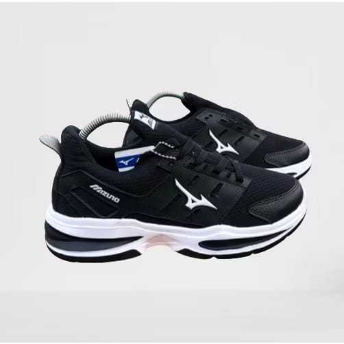 Sepatu Mizuno Pria Model Running Hitam Putih - Sepatu Olahraga Volly - Spatu Sneakers Pria Wanita Or