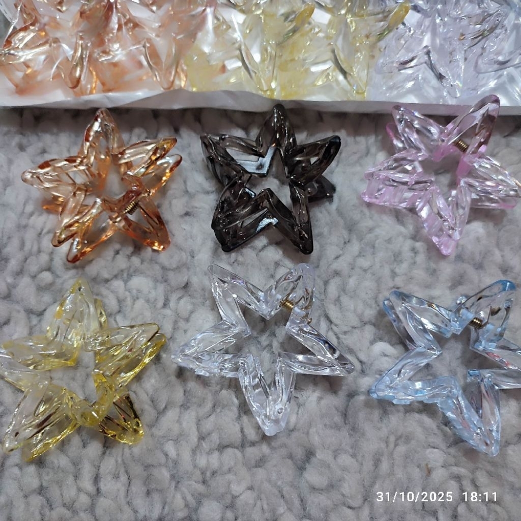 12pcs jepit rambut 7cm bintang kristal jedai jepitan rambut korea fashion wanita