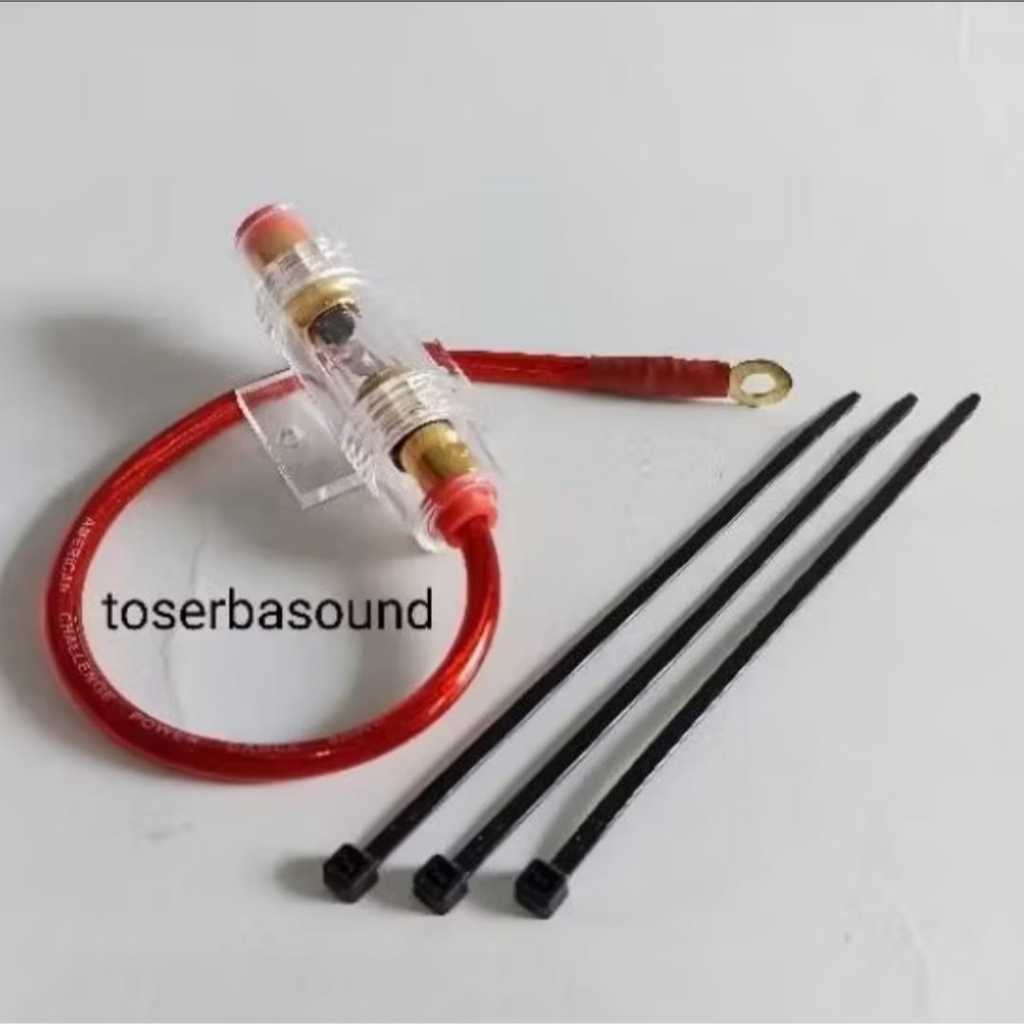 Paket kabel 8awg setrum aki plus Fuse sekering 60A audio mobil 60 ampere