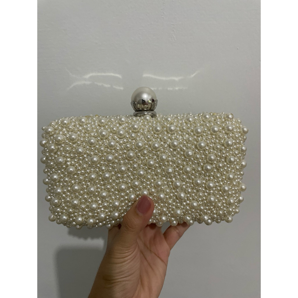 Tas Pesta Clutch Kondangan Wanita Mutiara Jahit Preloved