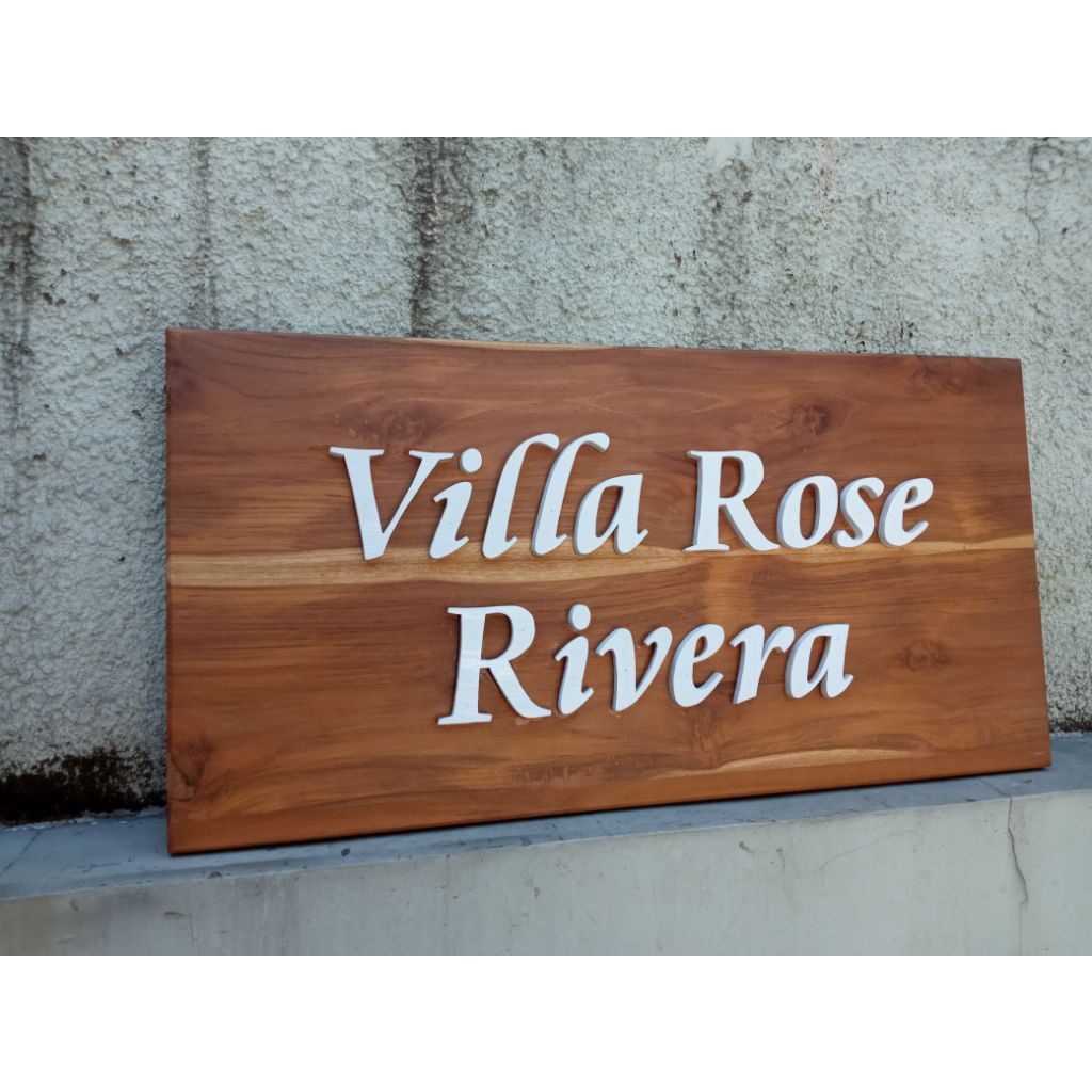 Kayu jati plang signboard Villa, cafe custom