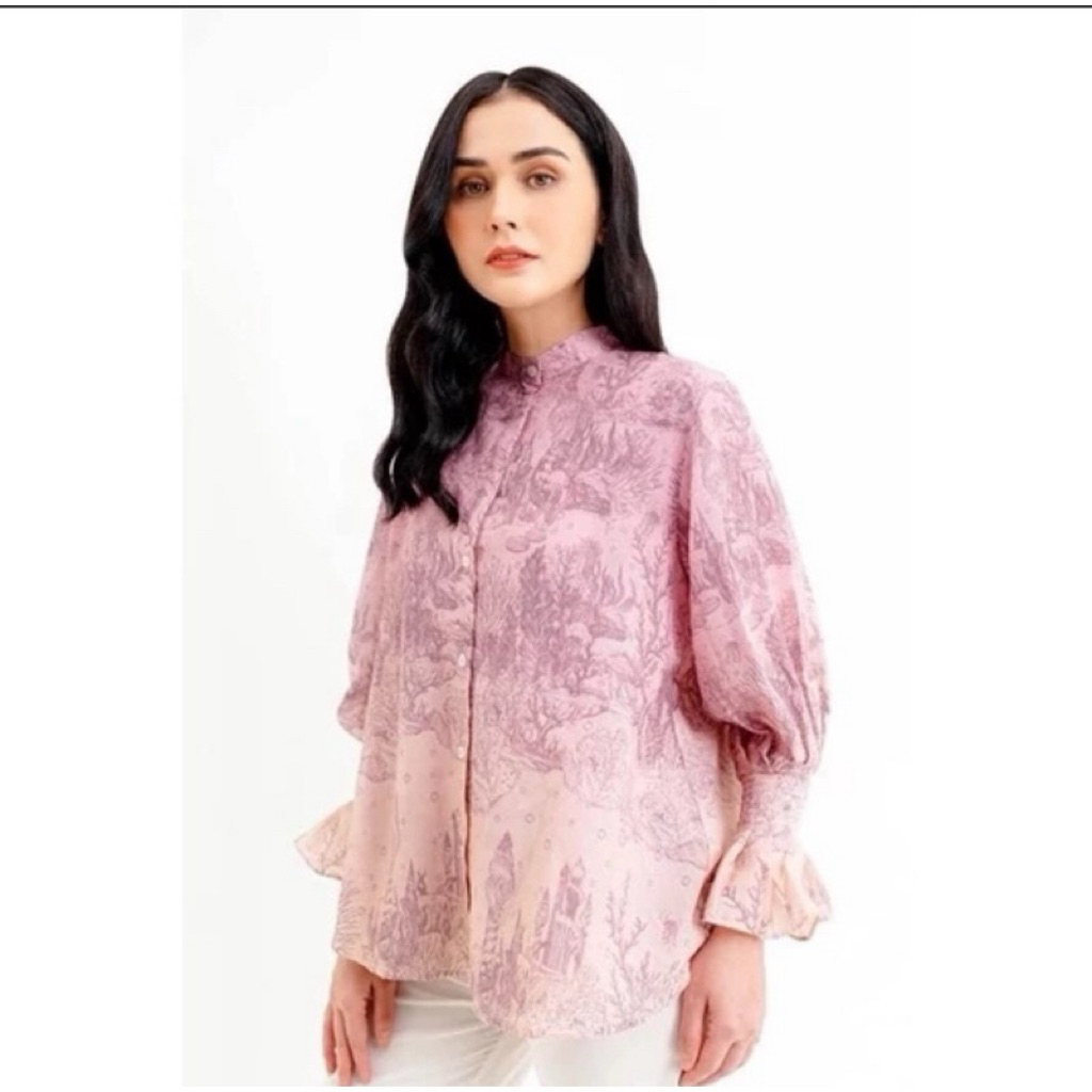 Preloved El Mar Minorca Shirt With Puff Sleeve Pink