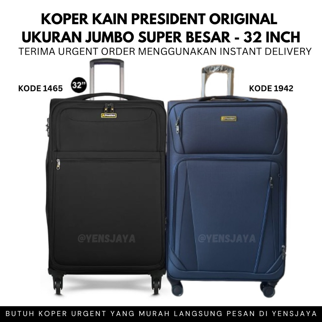 KOPER PRESIDENT KAIN 32 INCH - KOPER SUPER JUMBO BESAR - KOPER KAIN KANVAS PRESIDENT