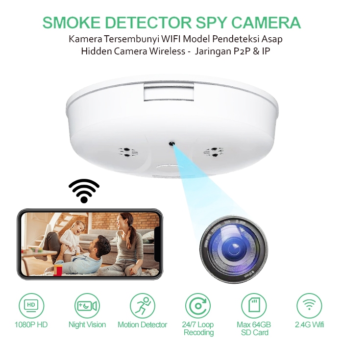 Ip camera – Spy Camera Smoke Detector WIFI 4K – Hidden Camera – Kamera Tersembunyi WIFI