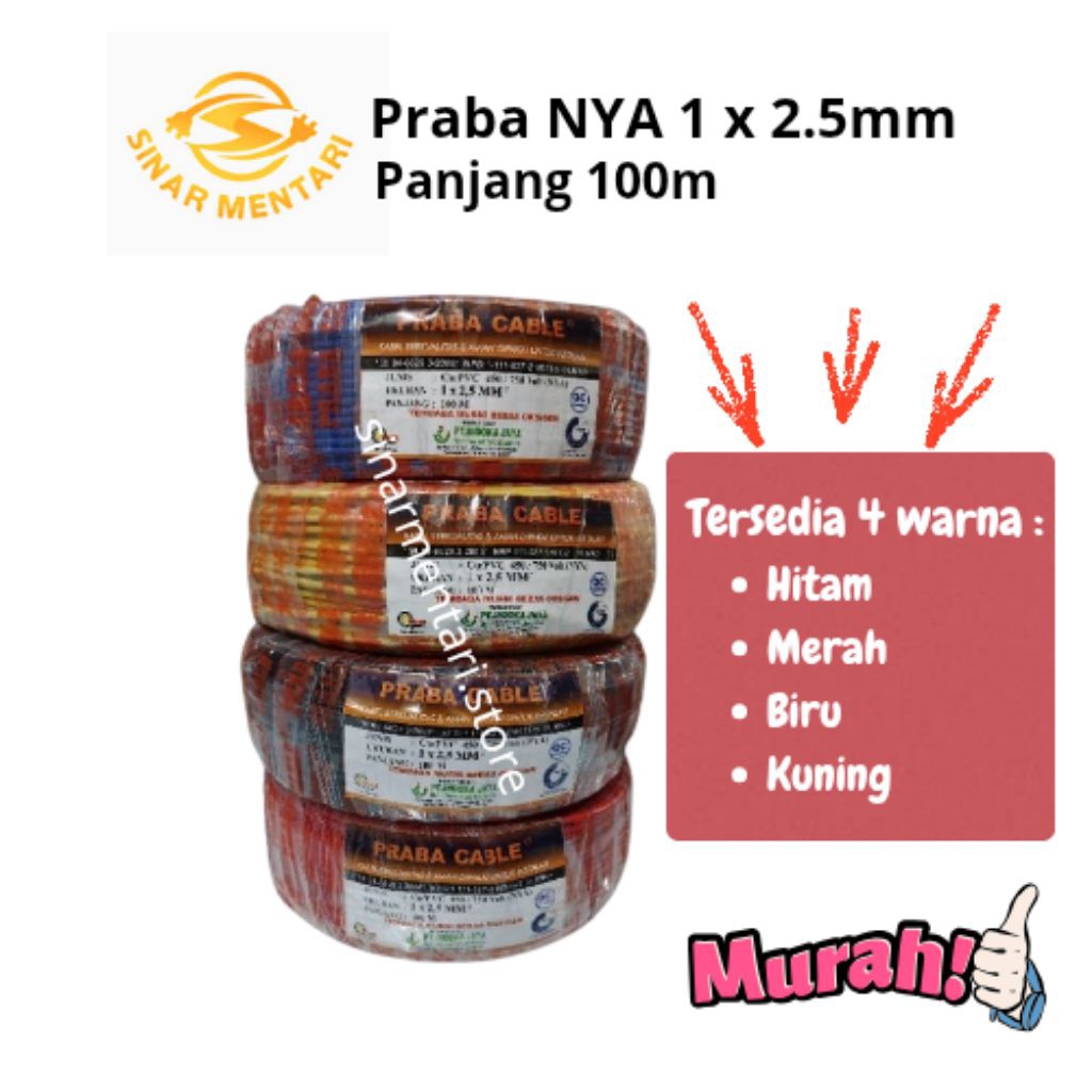 Kabel Listrik NYA 1 x 2,5 mm Praba Tunggal Roll 100M